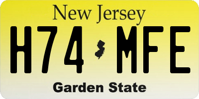 NJ license plate H74MFE