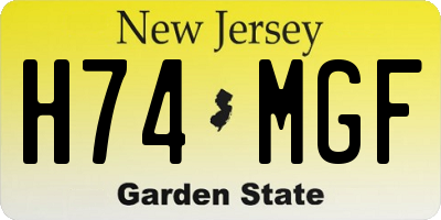 NJ license plate H74MGF