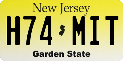 NJ license plate H74MIT