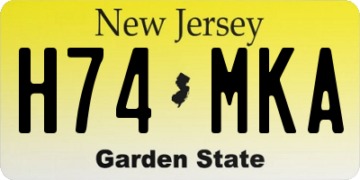 NJ license plate H74MKA