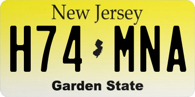 NJ license plate H74MNA