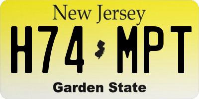 NJ license plate H74MPT