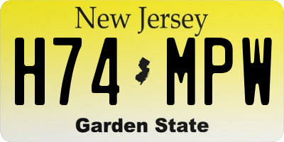 NJ license plate H74MPW