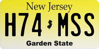 NJ license plate H74MSS