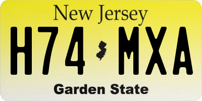 NJ license plate H74MXA