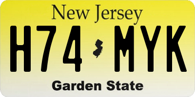 NJ license plate H74MYK