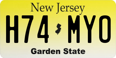 NJ license plate H74MYO