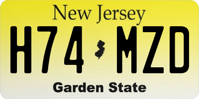 NJ license plate H74MZD