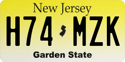 NJ license plate H74MZK