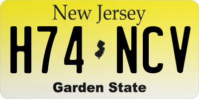 NJ license plate H74NCV