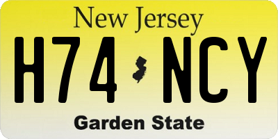 NJ license plate H74NCY