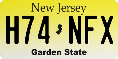 NJ license plate H74NFX