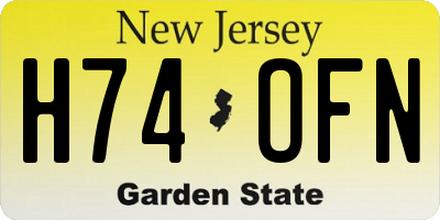 NJ license plate H74OFN