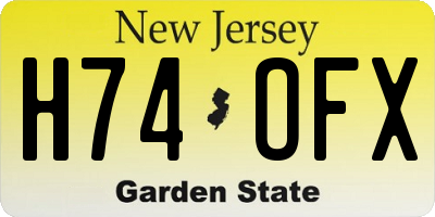 NJ license plate H74OFX