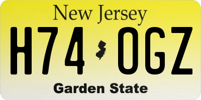 NJ license plate H74OGZ