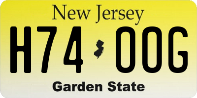 NJ license plate H74OOG