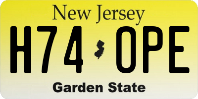 NJ license plate H74OPE