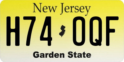 NJ license plate H74OQF