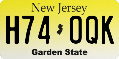 NJ license plate H74OQK