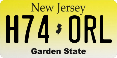 NJ license plate H74ORL