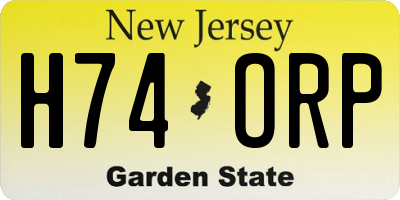 NJ license plate H74ORP