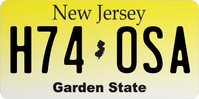 NJ license plate H74OSA