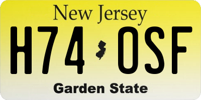 NJ license plate H74OSF