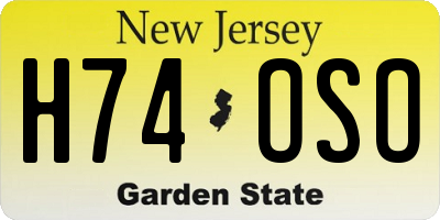 NJ license plate H74OSO