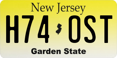 NJ license plate H74OST