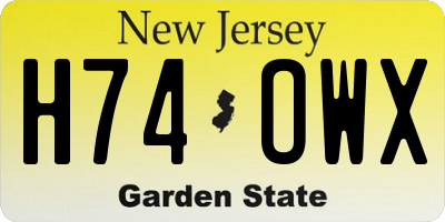 NJ license plate H74OWX