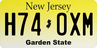 NJ license plate H74OXM