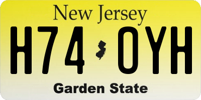 NJ license plate H74OYH