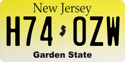 NJ license plate H74OZW