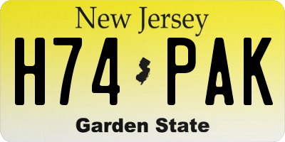 NJ license plate H74PAK