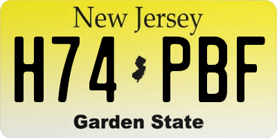 NJ license plate H74PBF