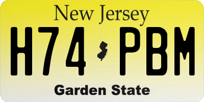 NJ license plate H74PBM