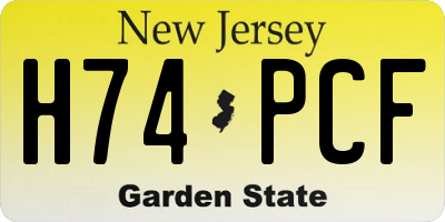 NJ license plate H74PCF