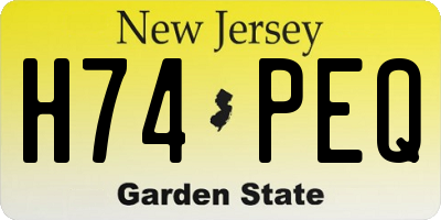 NJ license plate H74PEQ
