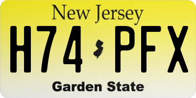 NJ license plate H74PFX