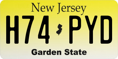 NJ license plate H74PYD