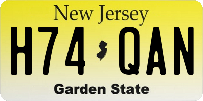 NJ license plate H74QAN