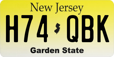 NJ license plate H74QBK