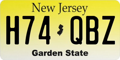 NJ license plate H74QBZ