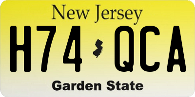 NJ license plate H74QCA