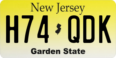 NJ license plate H74QDK