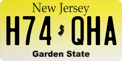 NJ license plate H74QHA