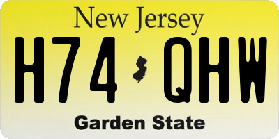 NJ license plate H74QHW