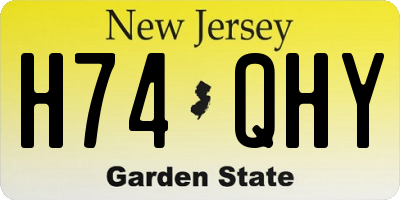 NJ license plate H74QHY