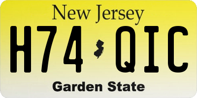 NJ license plate H74QIC