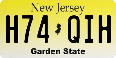 NJ license plate H74QIH
